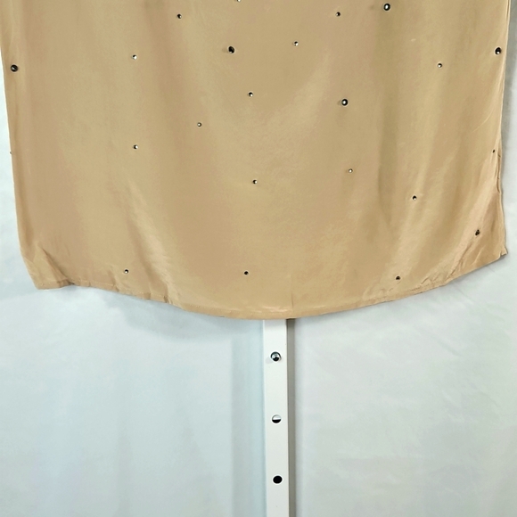 Talbots Beige Studded 100% Silk Women's Top Size Medium - Picture 4 of 7